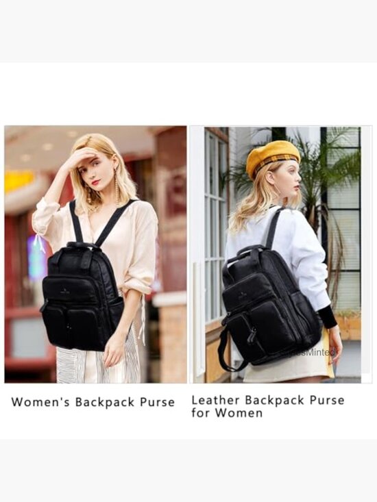 Soft Vegan Leather Backpack Purse with Multi Pockets Travel Daypack main image 4